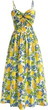 Milumia Dress Womens Boho Floral Fruit Print Cami Cut Out
