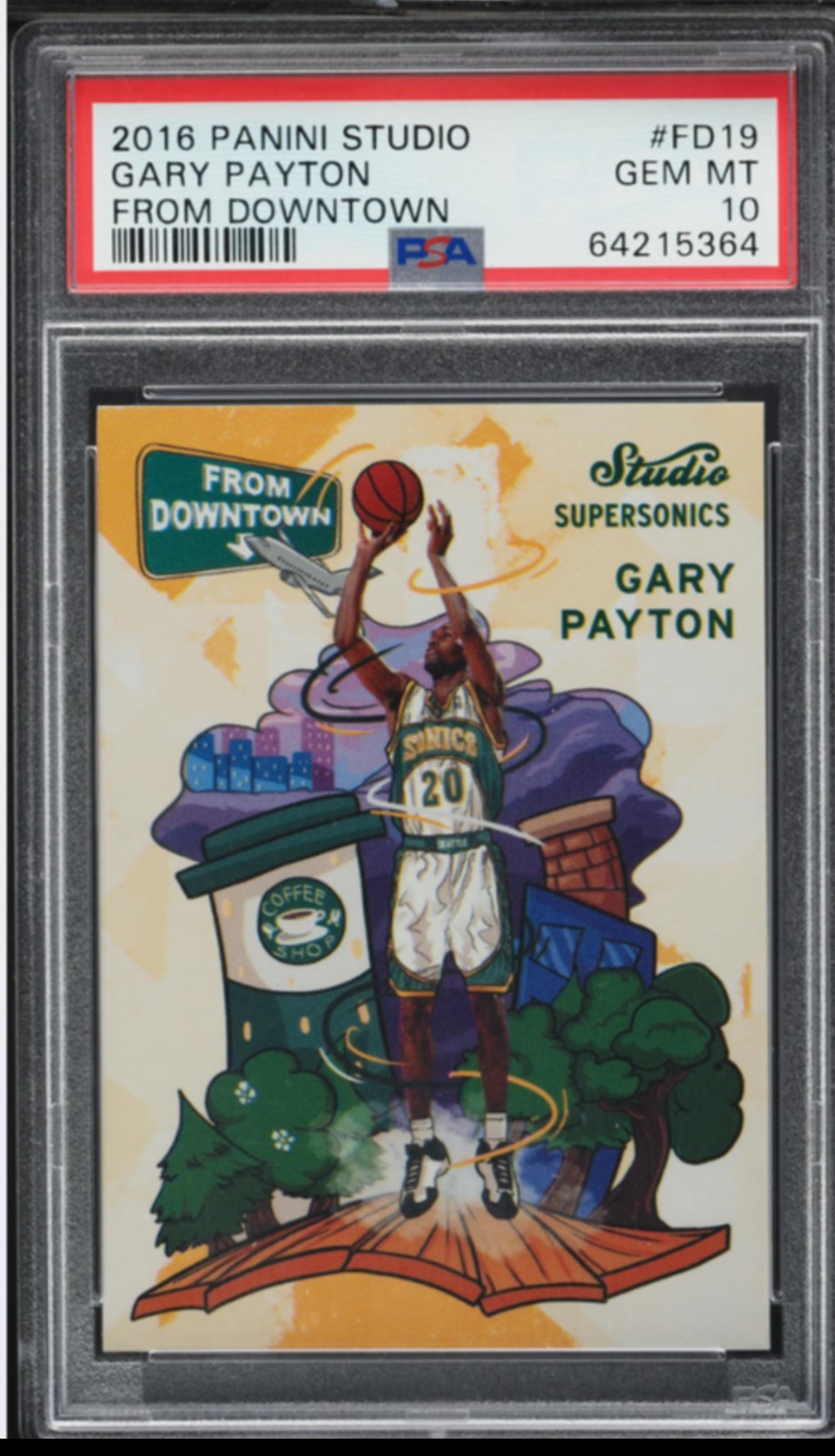 2016 Panini Studio Gary Payton From Downtown Case Hit PSA 10 Gem MT