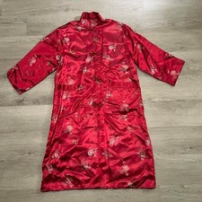 Red floral Traditional Chinese embroidered silk like vintage robe