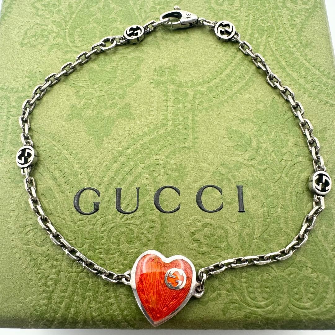 GUCCI Bracelet Bangle Interlocking Heart Silver 9… - image 15
