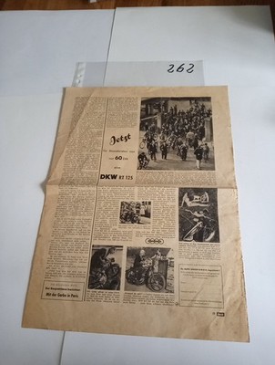 Zeitungsausschnitt vom Motorrad DKW RT 25, Bericht, Nr. 262 Weitere Eingestellt