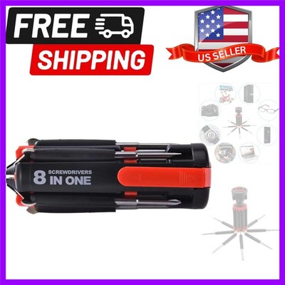 8-in-1 Multi-Function Screwdriver Set | 6 LED Flashlights, Assorted Bits