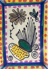 ACEO Original Flower Drawing 3.5”x2.5” by Miss Rina of Studio MRAO