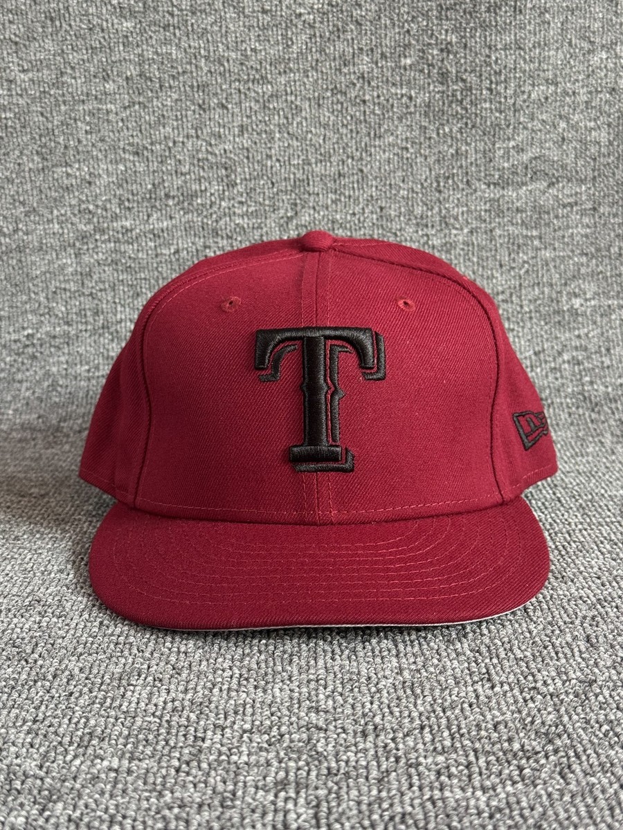 New Era Texas Rangers Fitted Hat Maroon Black Logo MLB Cap