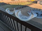 2 VINTAGE PYREX GLASS CINDERELLA MIXING BOWLS W/ SPOUT HANDLES 1.5 PINT & 3 QT