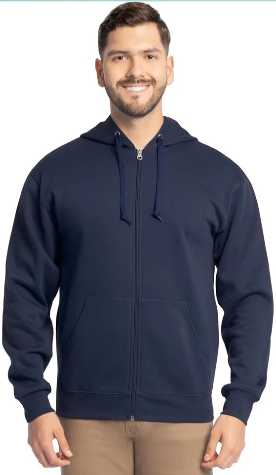 Fruit of the Loom Men's Eversoft Fleece Zip-Up Hoodie (Navy) Size XL New See Pho - Image 2 of 4