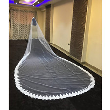 bridal Veil Lace edge Mantilla long royal length Veil free ship
