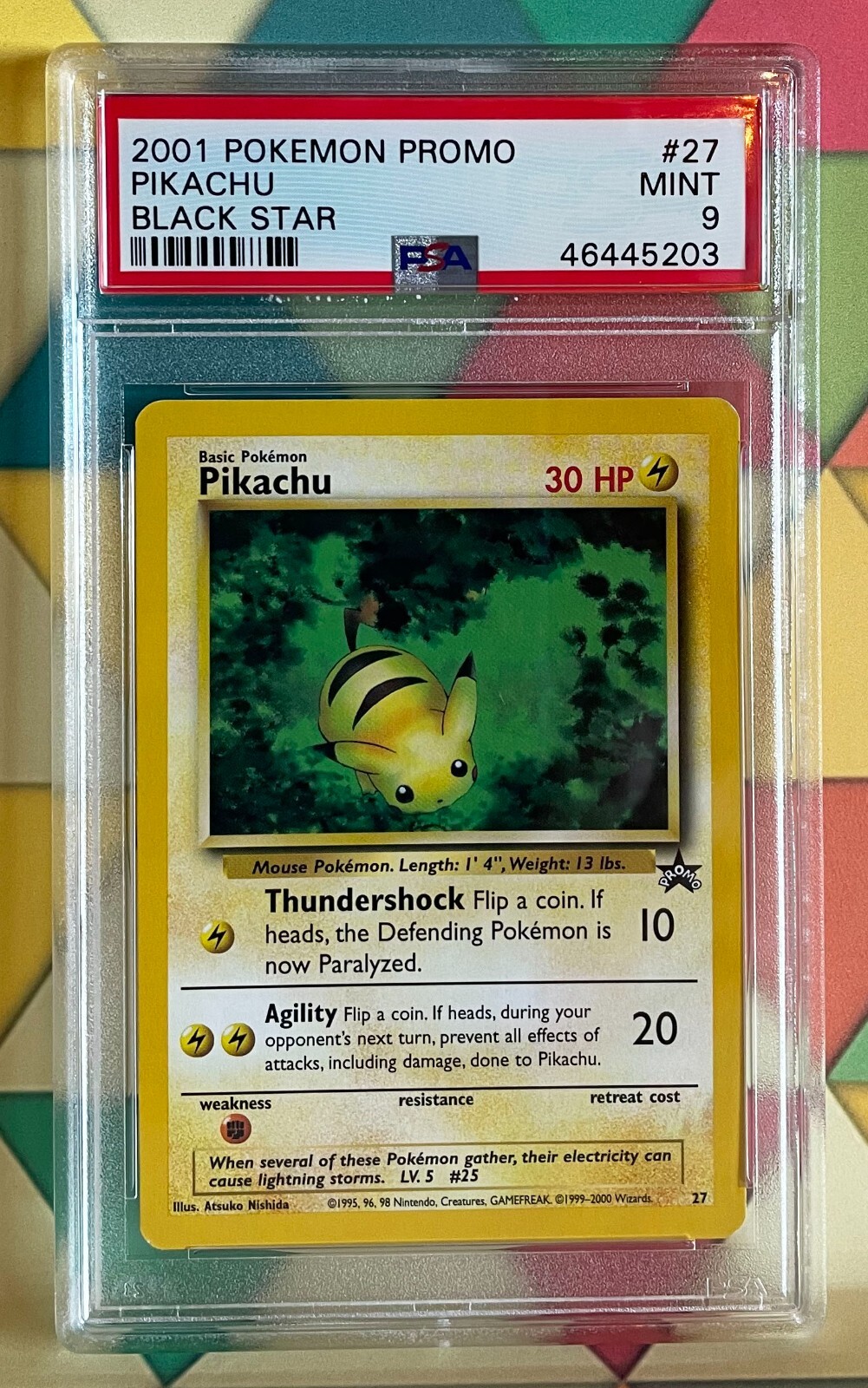 2001 Pokemon Promo Card #27 Black Star PIKACHU, PSA 9 MINT