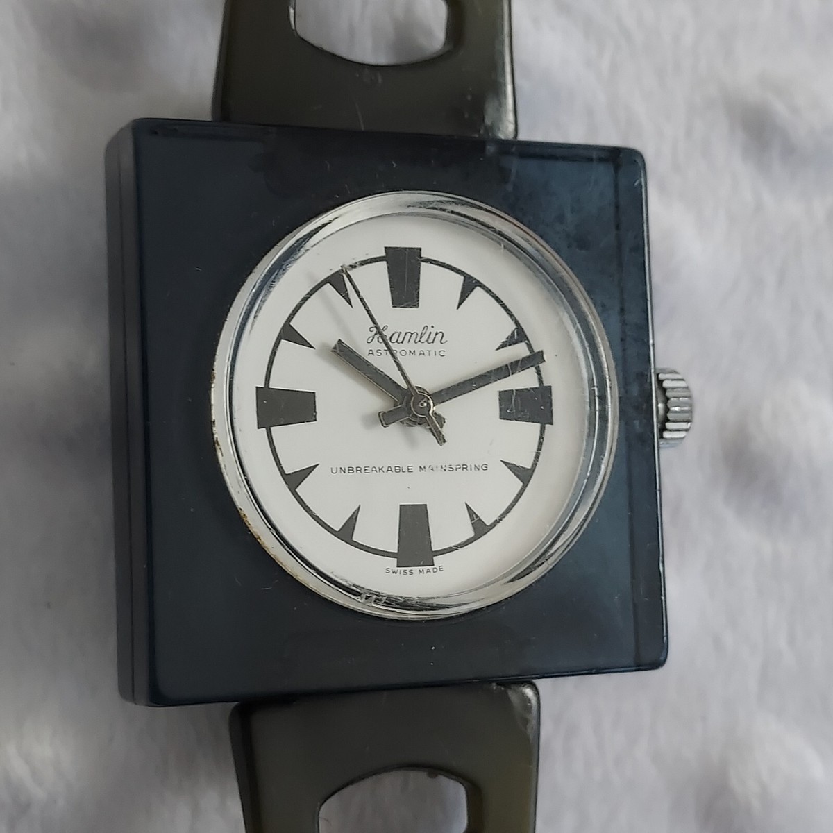 90s Hamlin Black Watch Astromatic Square Swiss Unbreakable  display picture 1