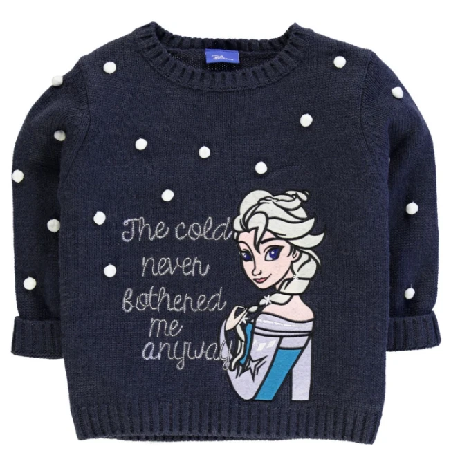 DISNEY pull fille LA REINE DES NEIGES marine taille 2 3 3 4 ou 9