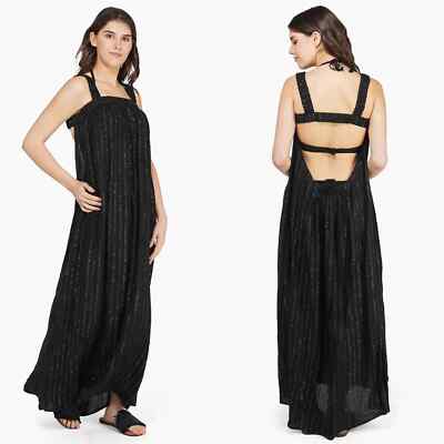 America & Beyond Black Summer Nights Silver Stripe Maxi Dress | eBay