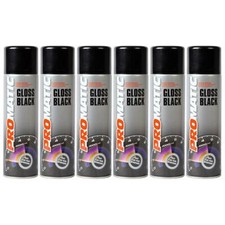 6X Promatic Gloss Black Professional Spray Paint Aerosol Multi Purpose 500ml