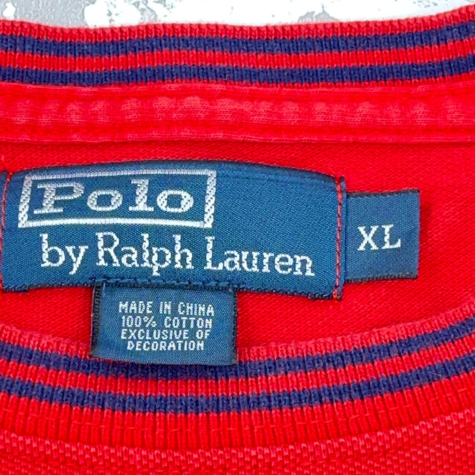 Polo Ralph Lauren vintage camicia uomo XL rosso blu pony maglietta tasca piatta maglia Y2K