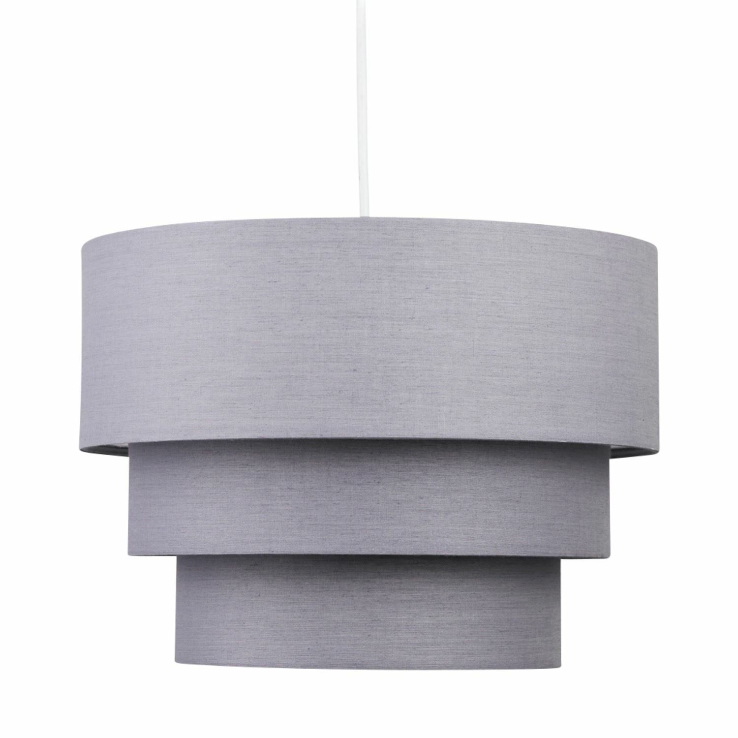 Modern Dark Grey Ceiling Light Shade Pendant Easy Fit 3 Tier Fabric