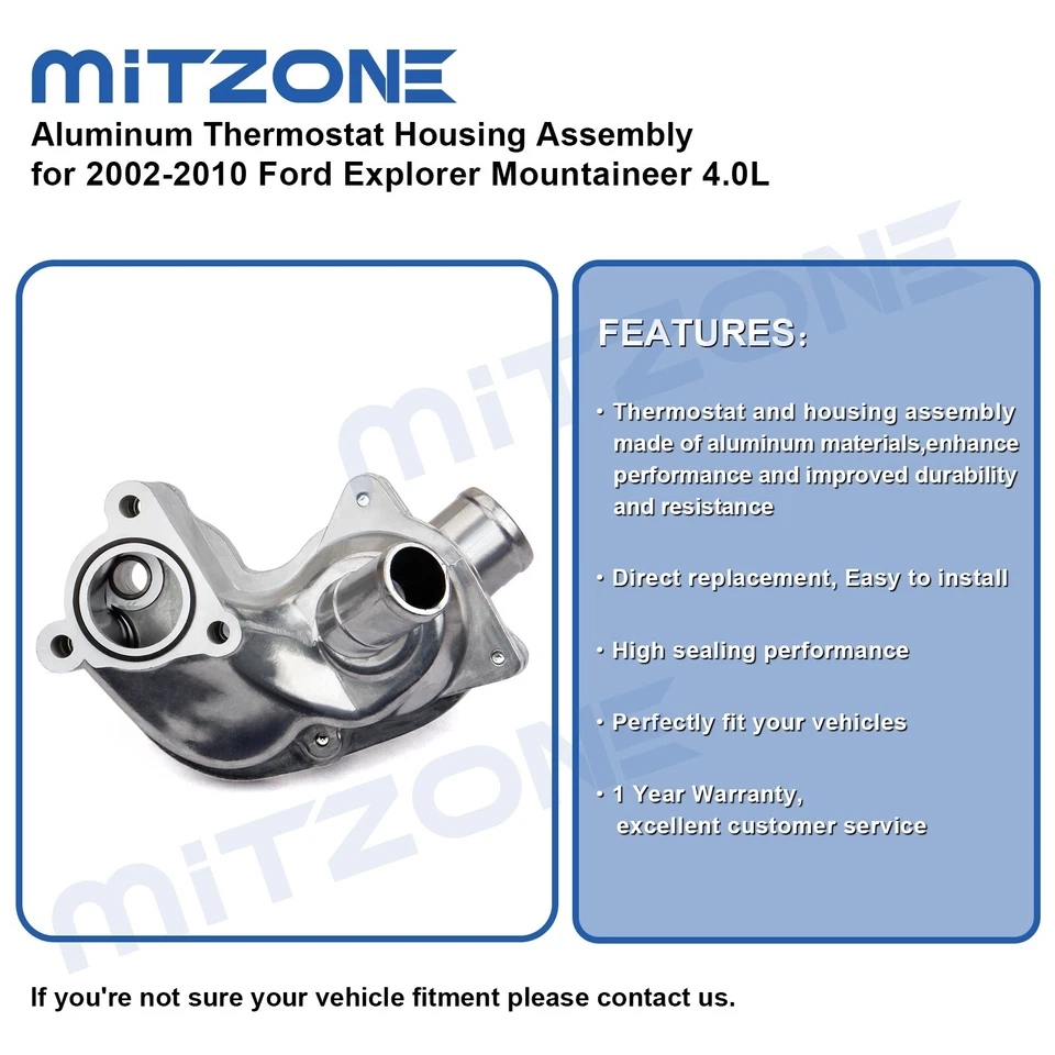 Алюминиевый корпус термостата в сборе для 2002-10 Ford Explorer Mountaineer 4,0 л - Изображение 2 из 4