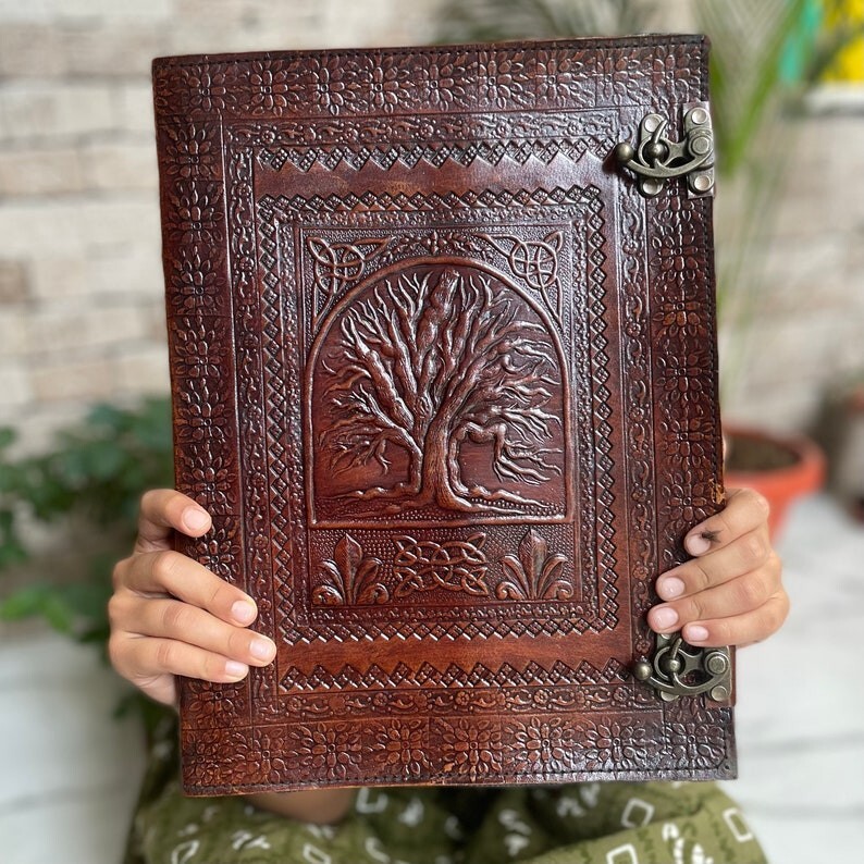 Tree of Life Leather Journal - Grimoire Notebook for Men - Christmas Gift Idea  -image
