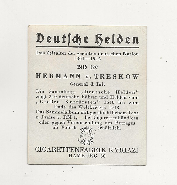 62/704 SAMMELBILD HERMANN VON TRESKOW GENERAL DER INFANTRIE UNIFORM ORDEN SOLDAT eBay
