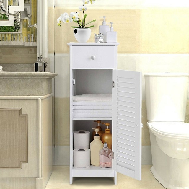 Vasagle Bathroom Storage Cabinet Floor 23 6 X 11 8 X 31 9 Inches White For Sale Online Ebay
