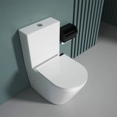 Bathroom WC Toilet Pan + Cistern Close Coupled Ceramic Rimless Soft Close Seat