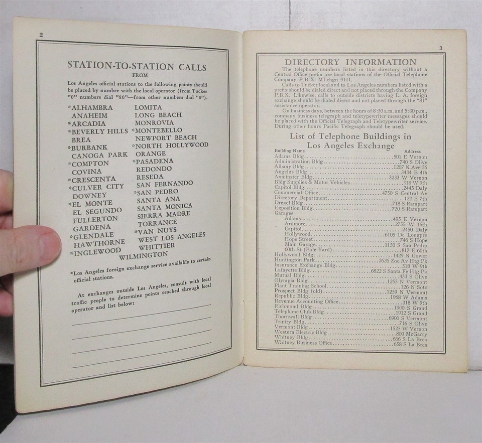 1946 Southern California Telephone Company directory of PBX numbers eBay