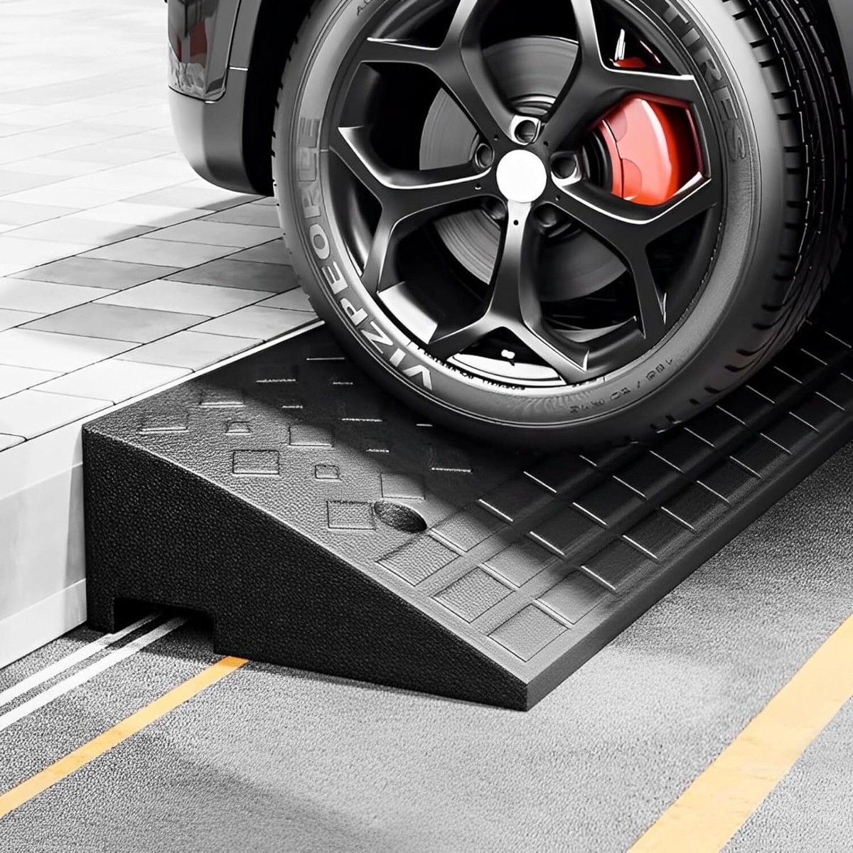 Rubberized Mobile Ramp Auto Mobile Rubber Curb Ramp 100cm 5cm/10cm High Rubber Kerb Curb Ramp
