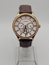 Fossil Multifunction Sophisticate BQ1567 Womens Brown Leather Analog Watch Runs
