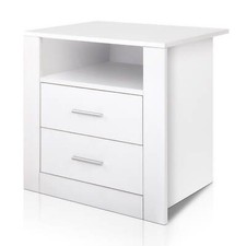 Artiss Bedside Table 2 Drawers Side End Table Shelf Storage Nightstand White