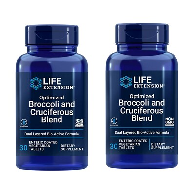 2 PACK Life Extension Optimized Broccoli Cruciferous Blend Healthy Cell Hormone