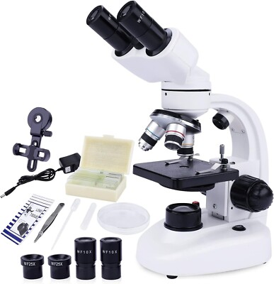 40X-1000X Binocular Microscope for Adults with Microscope Slides Phone Holder...