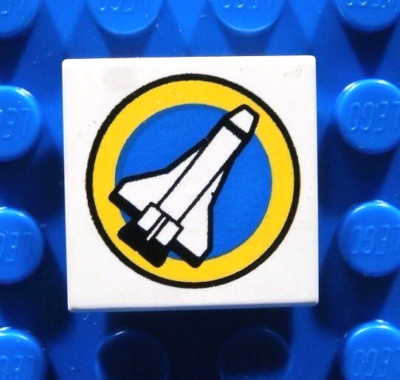 LEGO SPACE SHUTTLE TILE ~ 1999 White 2x2 Printed Jet Rocket Space Pattern
