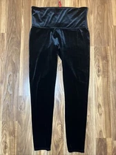 Spanx Velvet Leggings Size 1X 1T Women Black High Rise Soft Stretch Skinny Ankle