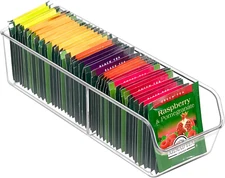 Tea Bag Organizer, Tea Bag Holder Box Storage Bin, Clear Tea Packet Plastic
