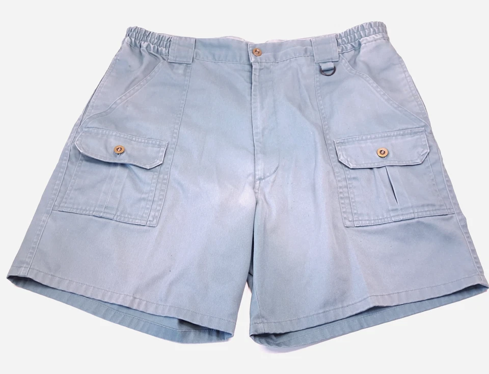 Vtg Haband Cargo Shorts Men's 36" Teal Pockets Outdoors Hiking Fishing - Image 2 of 4