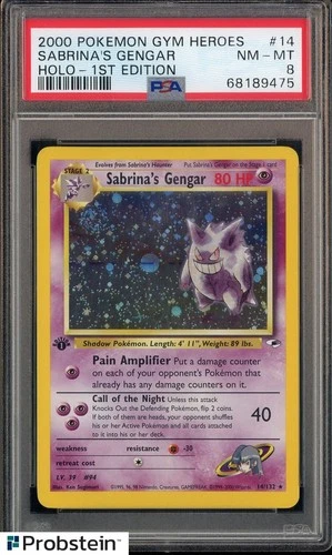 2000 Pokemon Gym Heroes #14 Sabrina's Gengar 1st Edition PSA 8 NM-MT