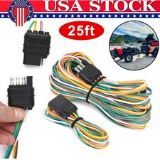 25 4-pin Trailer Light Plug Wiring Harness Extension 18 Awg Flat Wire Connector