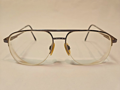 Marchon VICTOR Vintage Aviator Eyeglasses Brown 58-14-140 Half Rim