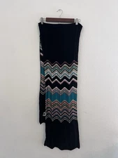 Authentic MISSONI Multi ZIGZAG Print Chevron Knit Long Scarf - 20" x 70" Navy