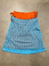 Women's 90s orange & blue cotton made in USA mini skirt cutout diamond pattern