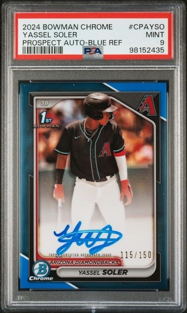 2024 Bowman Chrome Yassel Soler True Blue Refractor 1st Auto /150 PSA 9 Mint