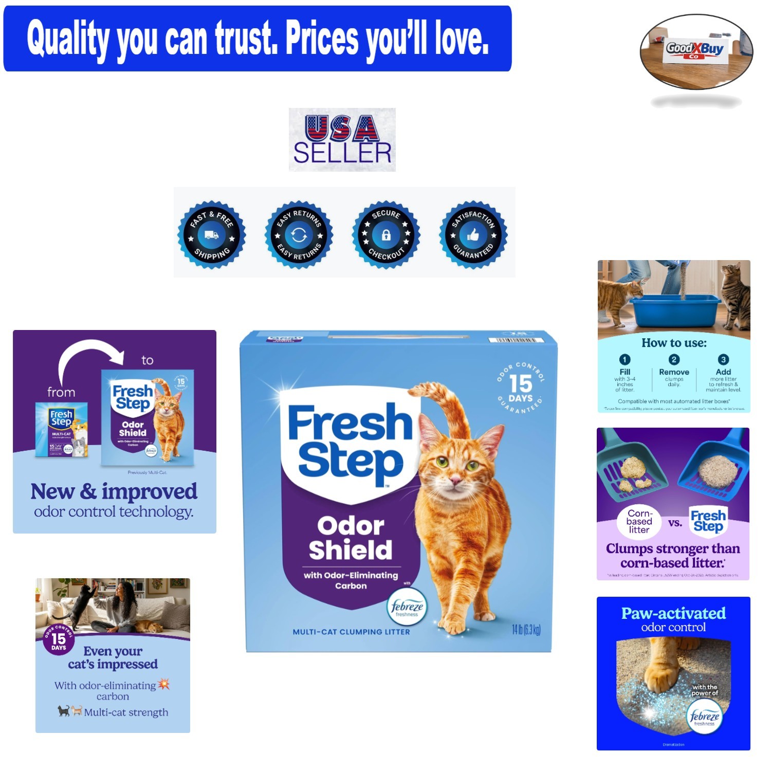 Clumping Cat Litter Multi-Cat Odor Control 14lb with Febreze