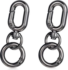2 Sets Double Opening Swivel Clasp Clip, Metal Swivels Spring Snap Black 