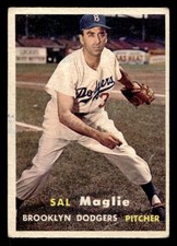 1957 Topps #5 Sal Maglie Brooklyn Dodgers VG-VGEX wrinkle NO RESERVE!