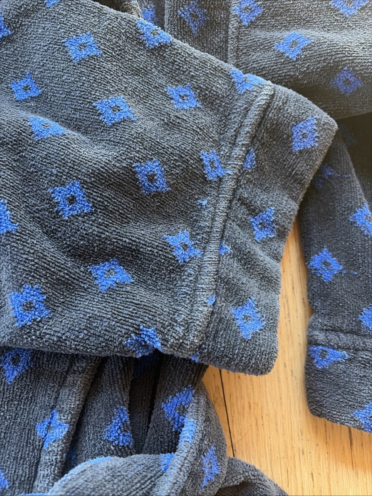 Vintage Christian Dior Monsieur Robe Kimono Geometric Pattern Retro Black Blue thumbnail 8