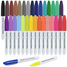 Nicecho Permanent Markers, 30 Colored Fine Point Marker Pens, Waterproof Mark...