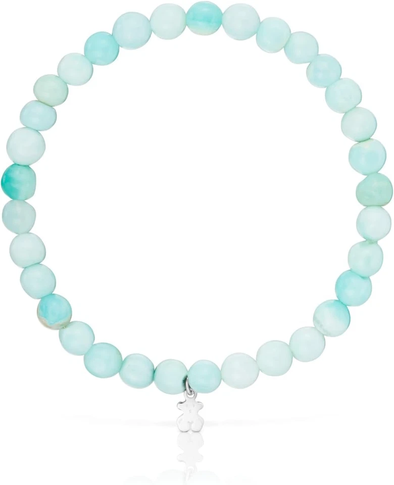 Bracciale Elastico Blu in Vetro Con Motivo Orso in Argento Sterling Da Donna, Lu - Immagine 2 di 4