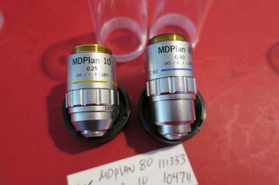 Olympus microscope Lot 1  MDPlan 10x and 80x Infinity objectives
