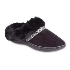 Isotoner Women  s Classic Comfort Hoodback Memory Foam Black Slipper, 8.5 - 9