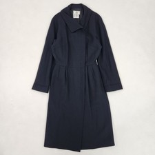 Fendi Long Coat Hidden Placket Waist Shaped Black Wool W4941