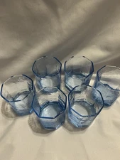 Libby FACETS Blue Textured Octagon Glasses