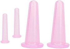 4 Pieces Pink Facial Cupping Therapy Set anti Cellulite Silicone Vacuum Cupping